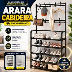 Arara 4/5 andar Sapateira Organizadora Cabideiro Suporte Multiuso Sapato Tenis Roupa Closet