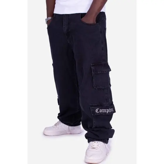 Calça Jeans Cargo Compton Black Four Pocket