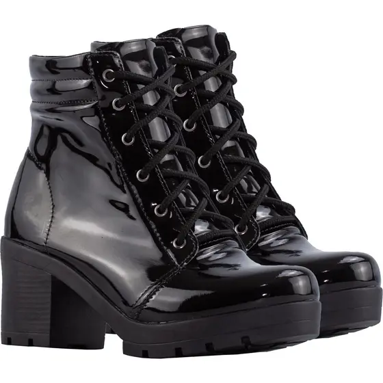 Coturno Feminino Lumiss Bota Salto Grosso Cano Curto Conforto