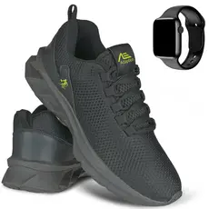 Kit Tênis Masculino Leve Confortável Corrida Academia Caminhada + Relógio Digital