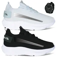 Kit 2 pares Tênis Masculino Leve Confortável Academia + Relógio
