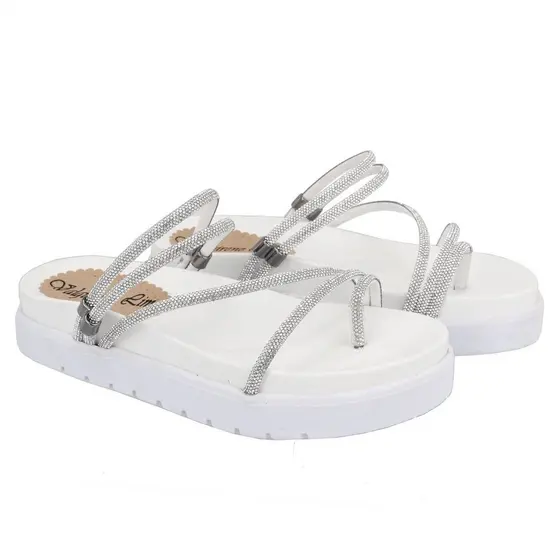 Sandália Papete Birken Feminina Confortavel Strass Dois em Um Com Regulagem Nova Tendência Linha Ana Lira