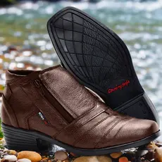 Bota Botina Social Couro Legitimo Masculina Romacini Solado Costurado Reforçado Confort
