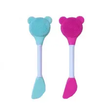 2 Espátulas Escova De Silicone Limpeza Facial Ursinho
