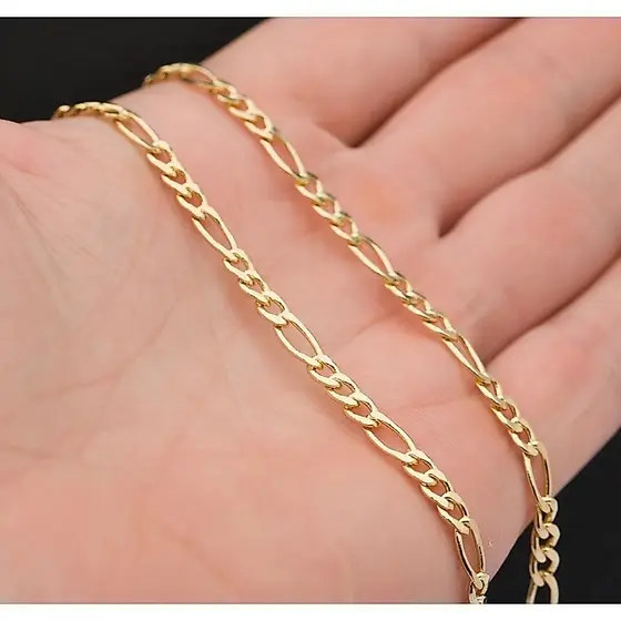 Corrente masculina 3x1 fina dourada aço inox banhada a ouro 18k 2mm 60cm ou 70cm