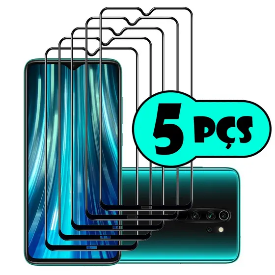 Kit Com 5 Películas de Vidro 3D Para Xiaomi Redmi Note 8 Pro