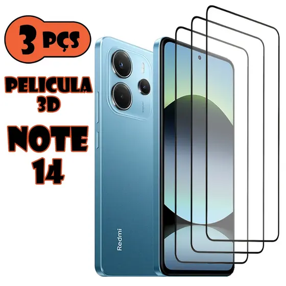 Kit Com 3 Películas de vidro 3D Para Xiaomi Redmi Note 14