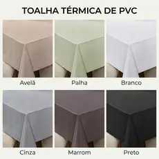 Toalha de mesa Plastico Termica Impermeável Antiderrapante 4 6 8 Lugares Branca Preto Cinza Bege