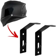 Kit 02 Suportes de Capacete de Moto para Parede Universal Preto