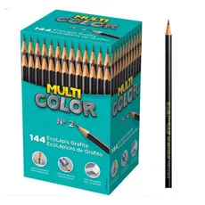 Lápis Escrever Escolar Multicolor Sextavato 2B Preto - Caixa Com 144 Nº 2