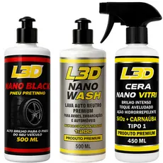Cera Automotiva Com Pneu Pretinho Premium e Shampoo Automotivo Concentrado