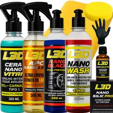 Kit Cera Automotiva Vitrificador Automotivo Pretinho Shampoo Aplicadores e Flanela