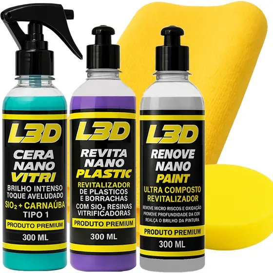 Cera Automotiva Polidor de Pintura Revitalizador de Plástico Interno e Externo Flanela e Aplicador