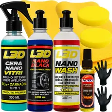 kit Lavagem Automotiva Cera Cristalizadora, Pretinho ,Shampoo ,Cheirinho Carro Spray, Aplicadores