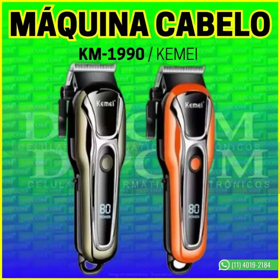 Máquina de Cortar Cabelo Recarregável TURBO KM-1995 KEMEI