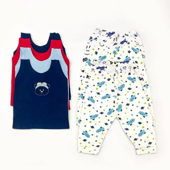 Kit Camiseta com Mijão Menino Recém Nascido 100% Algodão Para Bebê