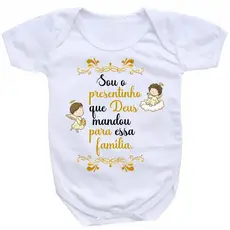 Body de Bebê roupa bebê unissex enxoval Frases Sou o Presentinho de Deus