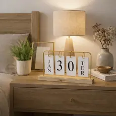 Calendário de Mesa Decorativo com Plaquinhas Dupla Face Dourado/Preto/Rose Escritório