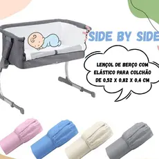 LENÇOL PARA BERÇO PORTATIL SIDE BY SIDE SAFETY OU COSCO PLUGGY 100% MICROPERCAL 300FIOS