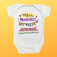 Body Bebê Meu Primeiro Arraia Menina Rosa Festa Junina Roupa