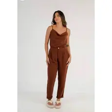 Calça Social Feminina Marrom Larguinha