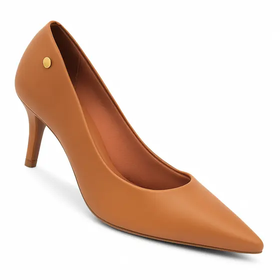 Scarpin Vizzano Feminino Salto Baixo Fino Macio Original 1185 Caramelo