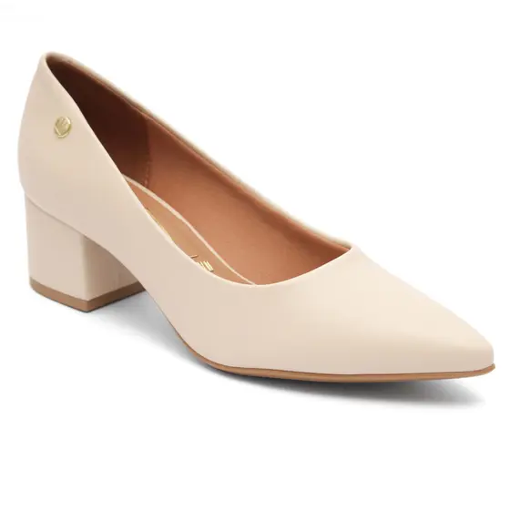 Scarpin Vizzano Salto Médio Bloco Sapato Confortável Creme 1220.315