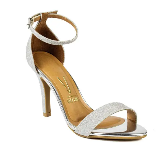 Sandália Vizzano Feminina Salto Alto Fino Moda Original Prata