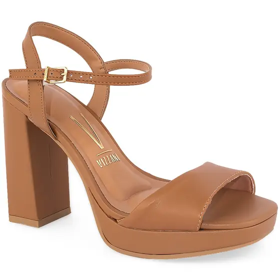 Sandália Vizzano Meia Pata Salto Grosso Original 6551-100 Caramelo