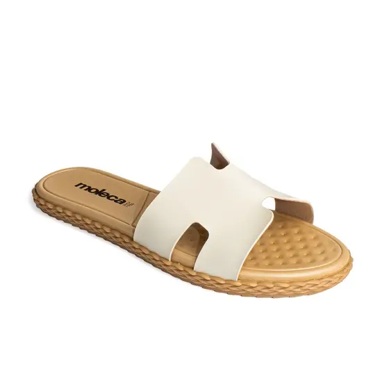 Rasteira Moleca Sandália Rasteirinha Feminino Casual 5452 Off White