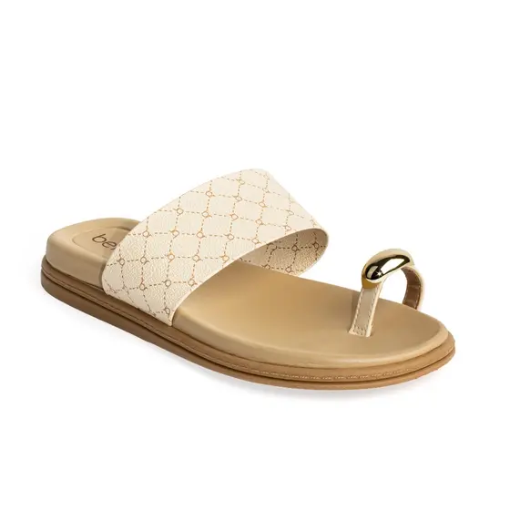 Sandália Beira Rio Feminina Confortável de Dedo 8513-116 Creme