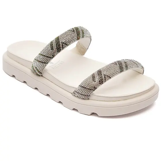 Papete Vizzano Feminina Strass Brilho Tratorada Original 6459.110 Off White