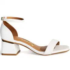Sandália Vizzano Salto Bloco Grosso Fivela Original 6428 Branco