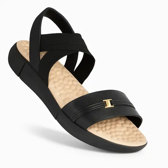 Sandália Modare Feminina Papete Anabela Conforto 7142 Preto