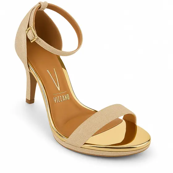 Sandália Feminina Clássica Salto Alto Fino Vizzano 6210-655 Dourado