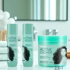 Kit Active Cachos Fattore – Shampoo 300ml + Condicionador 300ml + Máscara 500g