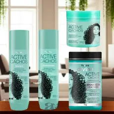 Fattore Kit Active Cachos Completos – Shampoo, Condicionador, Máscara e Ativador