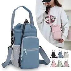Bolsa Porta Garrafa Térmica com Zíper e Alça Ajustável Impermeável para Viagem Academia Passeio