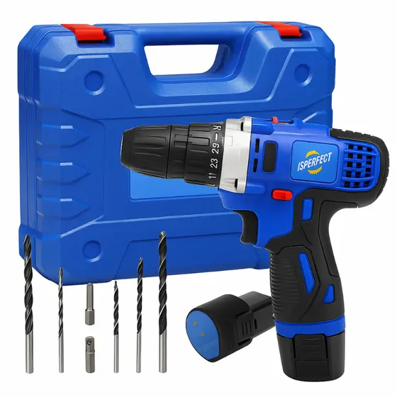 Parafusadeira Furadeira Brushless 2 Bateria 12v + Acessórios Azul