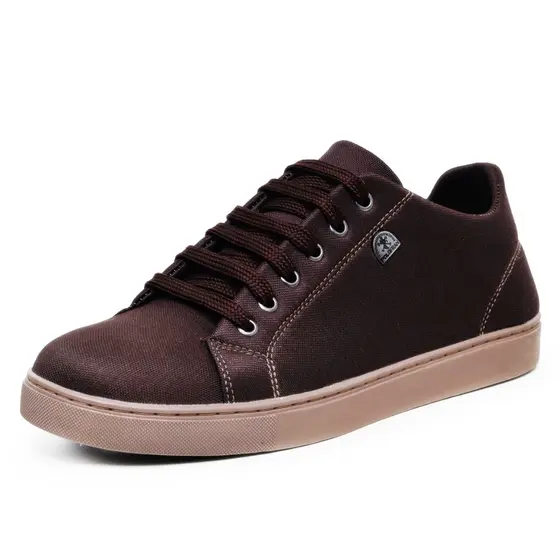 Tênis Polo Fran Marrom Café Casual Masculino Básico Leve Sapatênis London