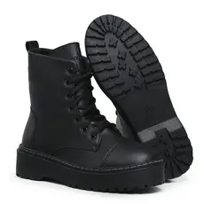 Coturno Feminino Falcucci Bota Trending Plataforma Tratorado Cano Curto