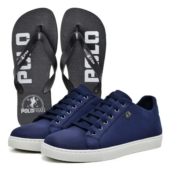 Tênis Masculino Sapatênis Casual Polo Fran Sapato Masculino Confortavel + Chinelo