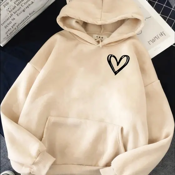 Moletom Feminino Casual Canguru Estampado Confortável  Ideal para Dias Frios