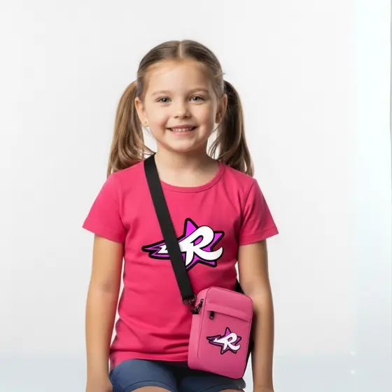 Kit Camiseta Infantil Emilly Vick + Bolsa Shoulder Bag Rosa Pink Dos Rosa Youtuber