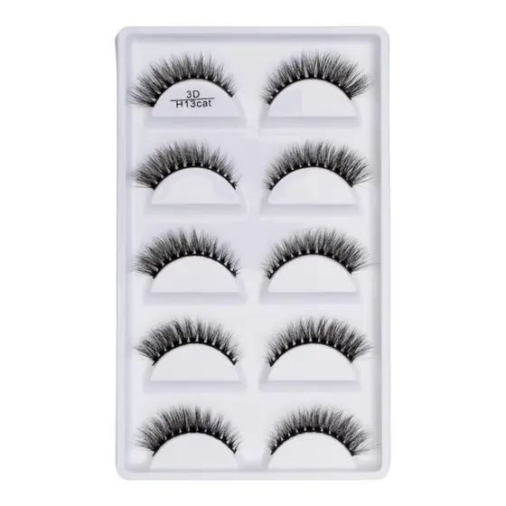 Cartela com 5 pares de cilios postiços naturais modelo - H13 CAT