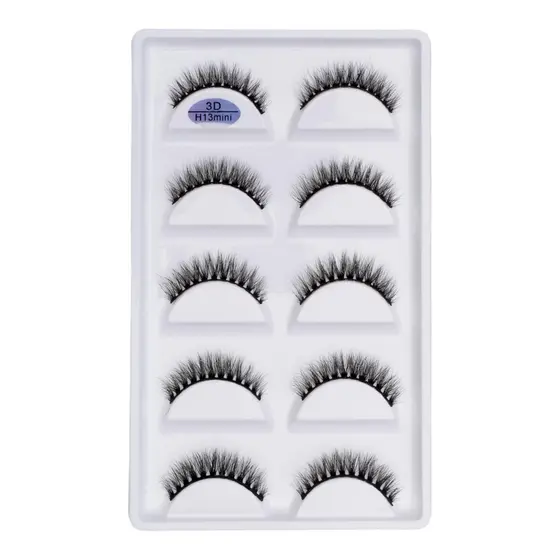 Cartela com 5 pares de cilios postiços naturais modelo - H13 MINI