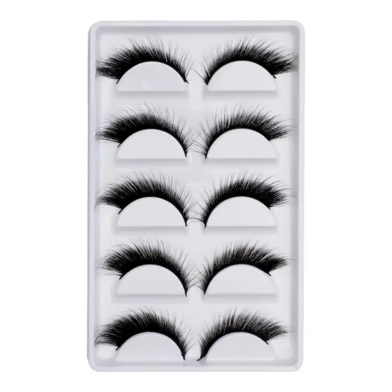Cartela com 5 pares de cilios postiços naturais modelo - MEGA FOX