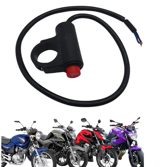 Interruptor Botão Pisca Alerta Universal Com Suporte Moto