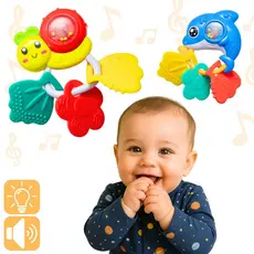 Brinquedo Chocalho Para Bebês Musical Infantil Animais Som e Luz