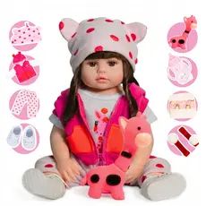 Boneca Bebê Reborn Girafinha Realista Silicone 45cm Roupinha Mamadeira